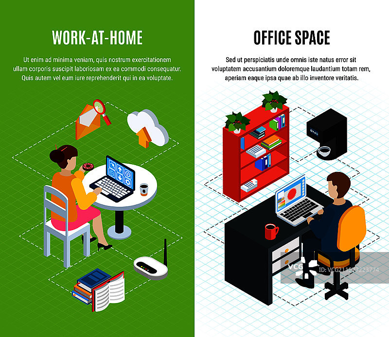 办公室场景2.5D竖版易拉宝banner设计图片素材