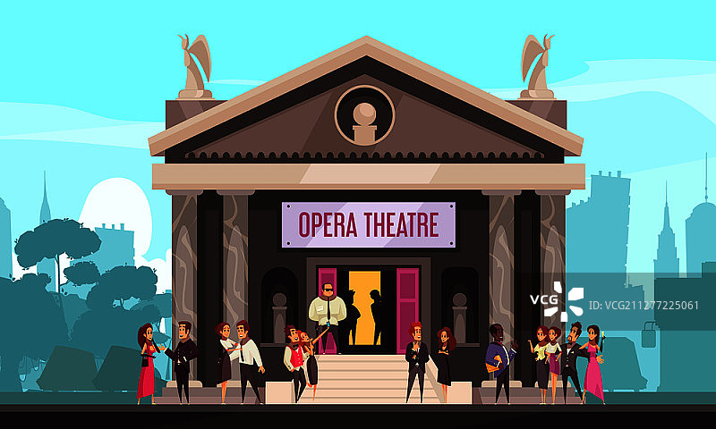 歌剧院建筑外观矢量图图片素材