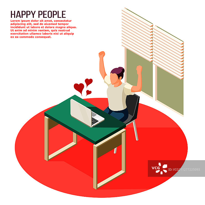 恋爱中的人们在聊天，心形符号从笔记本电脑屏幕上飞出，等距构图矢量插图图片素材