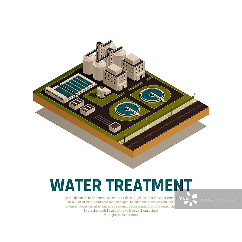 污水处理厂2.5D图：沉淀池、过滤分离、氧化净化设施图片素材