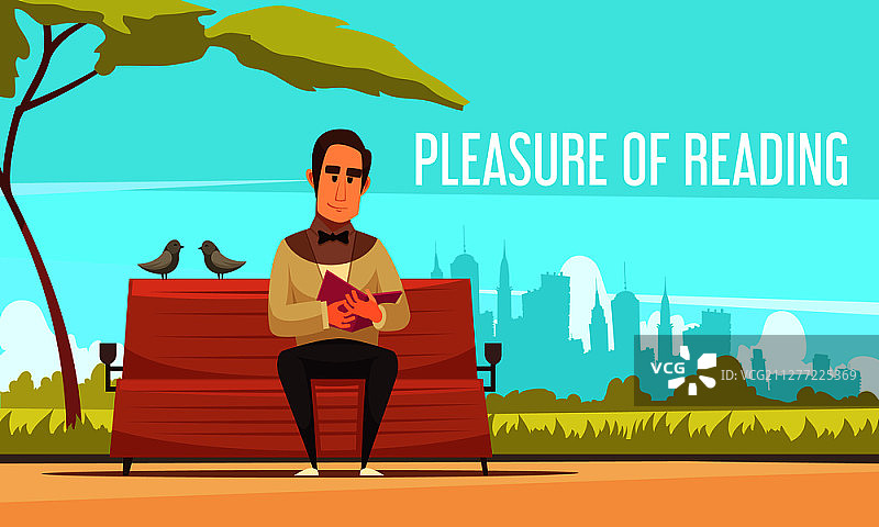 阅读书籍背景与阅读符号扁平矢量插图图片素材