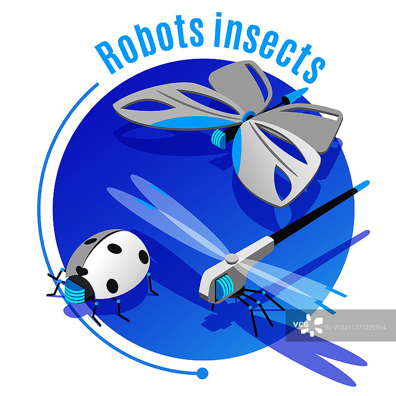 2.5D动物昆虫等距背景装饰圆框矢量图图片素材