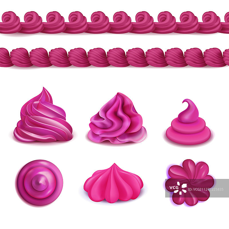 粉色鲜奶油甜点装饰矢量插画图片素材