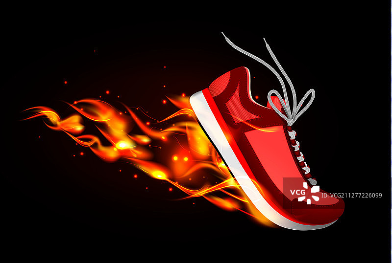 燃烧的运动鞋矢量图图片素材