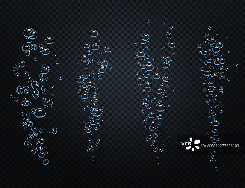 水下气泡上升逼真素材矢量图图片素材