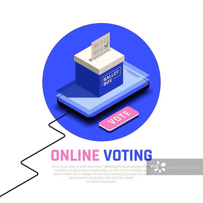 选举投票2.5D在线投票矢量插画图片素材