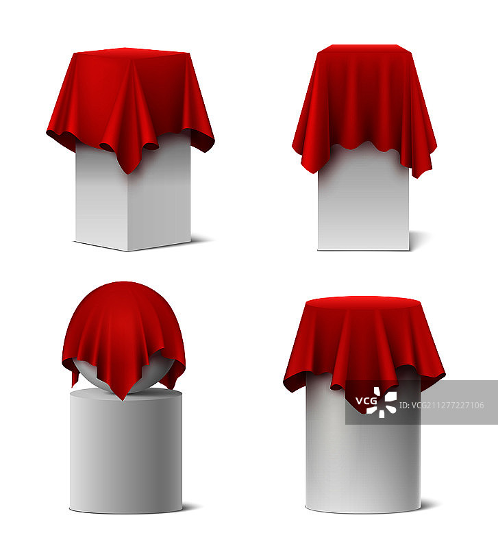 红色丝绸幕布逼真效果矢量素材图片素材