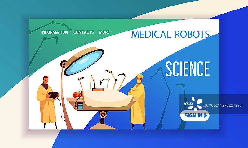 医疗机器人落地页：配备现代设备的手术室医生图片素材