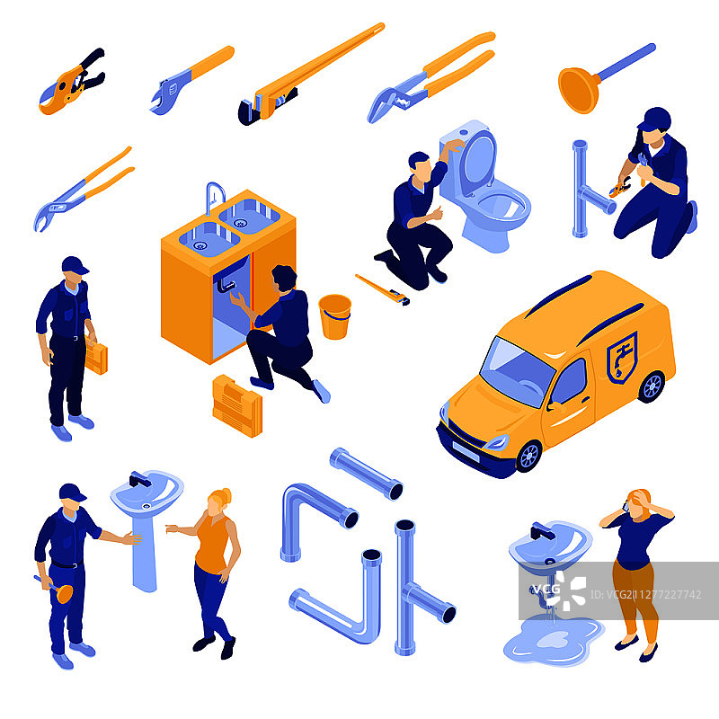 水管工设备2.5D图标图片素材