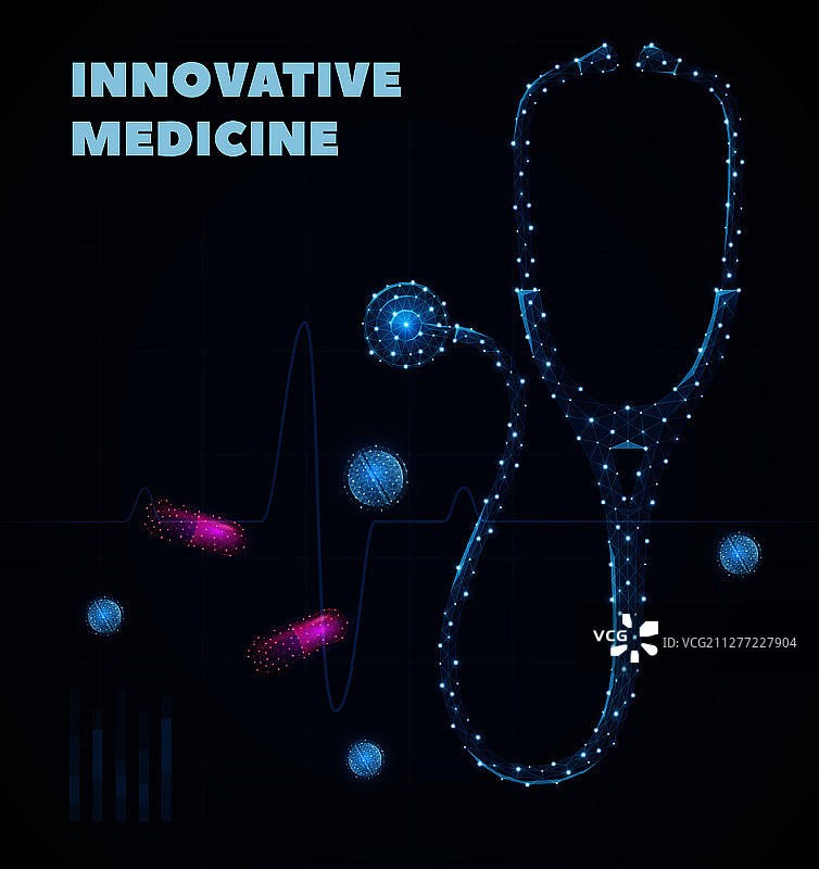 具有医疗保健行业标志的创新医药海报写实矢量图图片素材