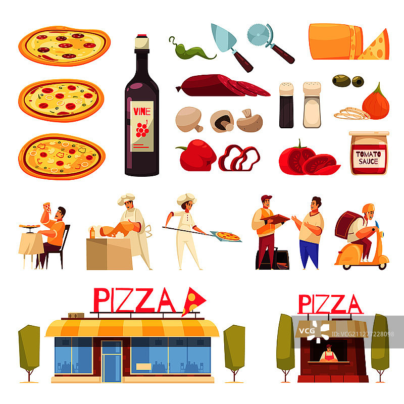 披萨配料图标集图片素材