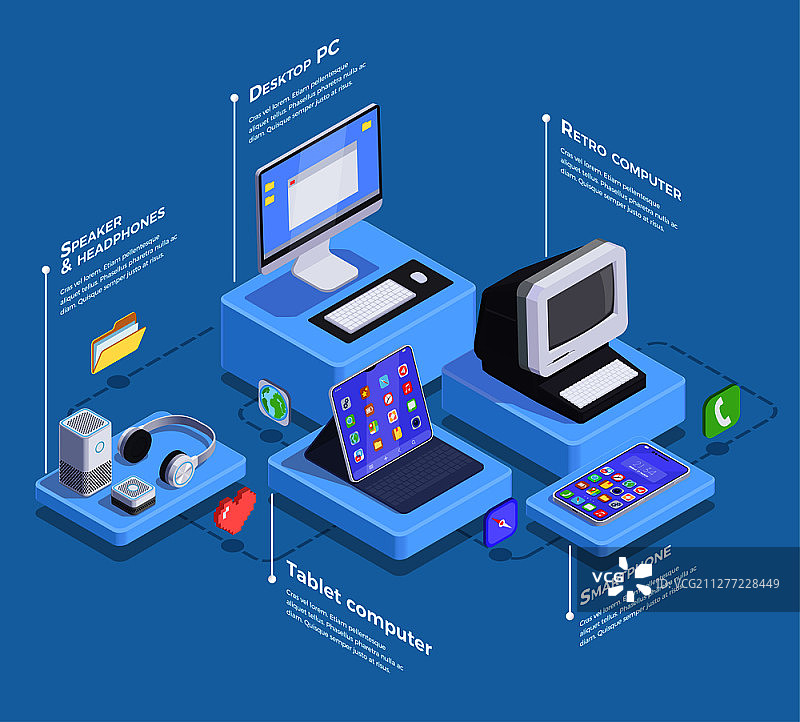 现代设备2.5D等距图图片素材