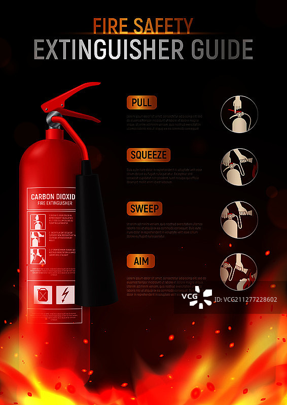 消防灭火器火焰竖版海报图片素材