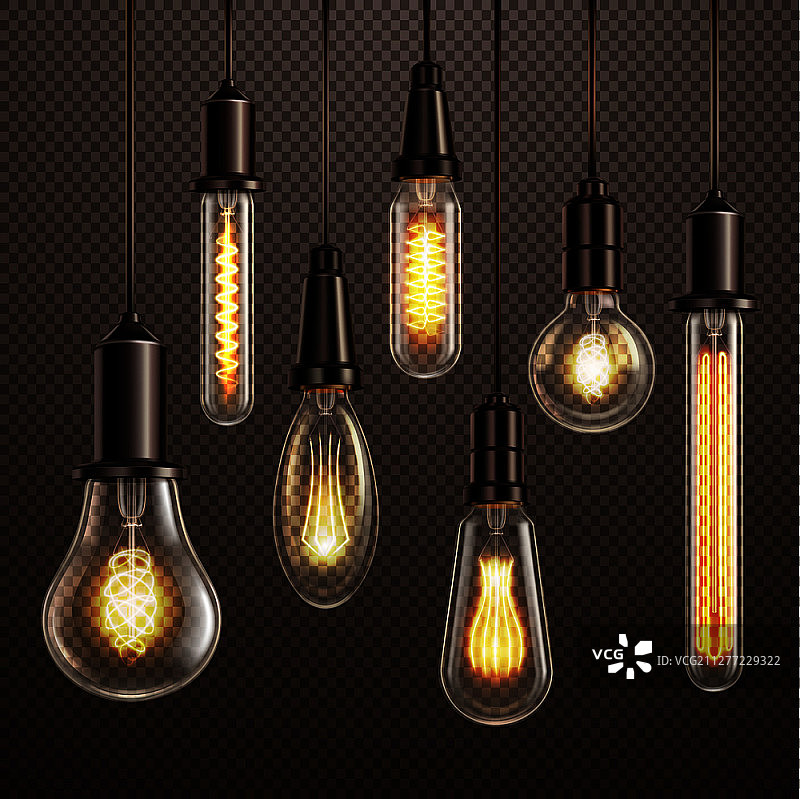 复古爱迪生灯泡矢量背景图片素材