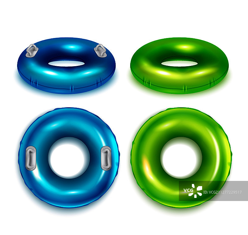 充气彩色橡胶游泳圈矢量图图片素材