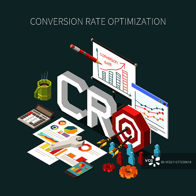 客户目标转换率优化计划图3D矢量图图片素材