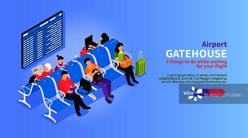 2.5D机场旅客出发等候区banner图片素材