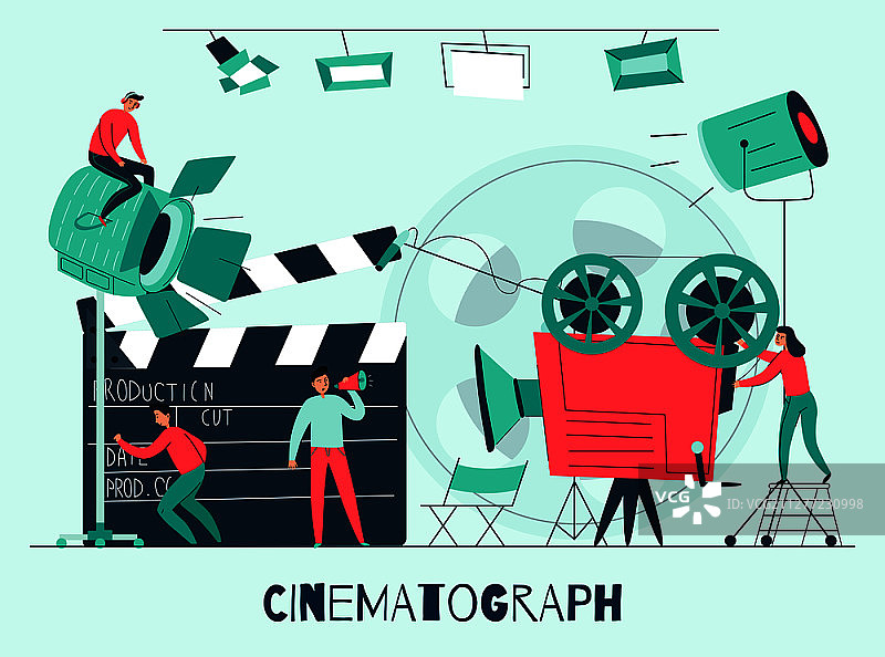 电影工作室和拍摄团队工作场景图片素材