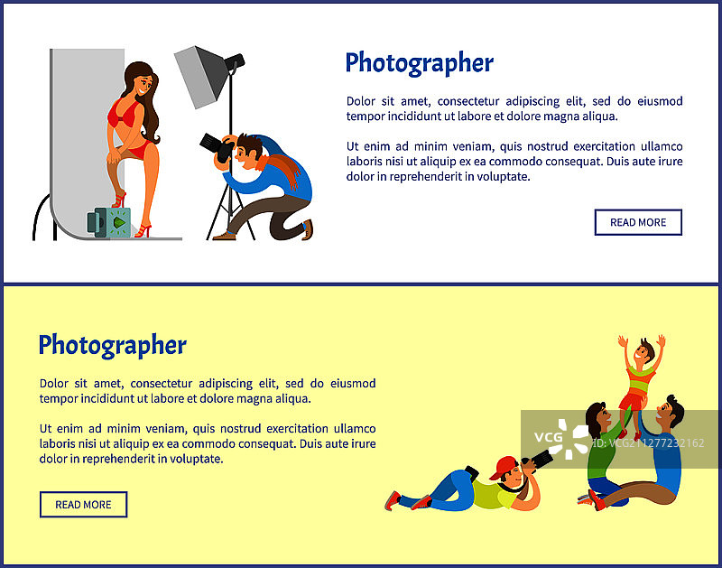 摄影工作室服务网络banner：泳装模特和家庭合影图片素材