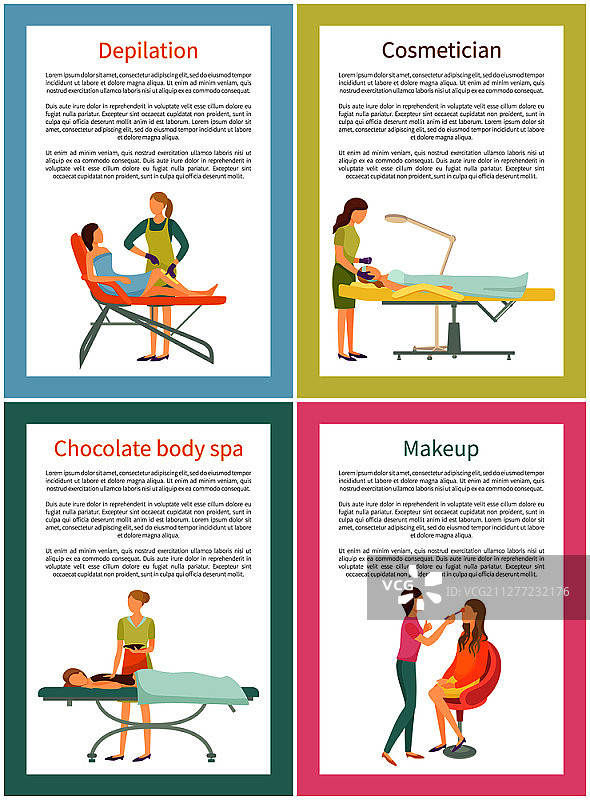 脱毛和美容师面部护理海报矢量素材图片素材