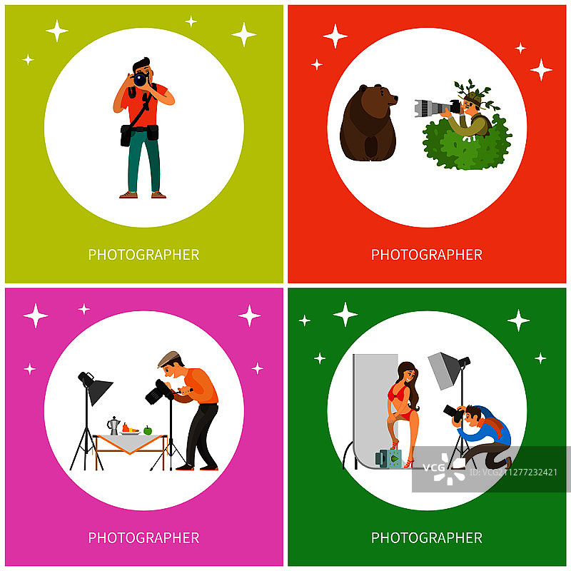 摄影师在摄影棚拍摄野生熊和比基尼女模特图片素材