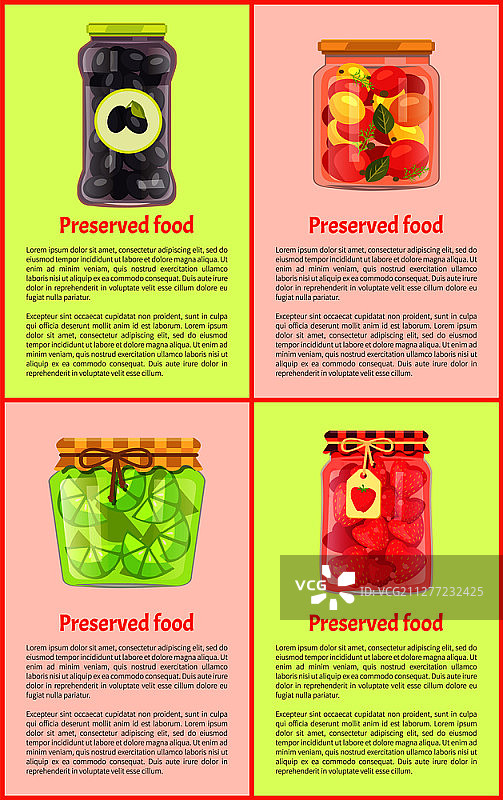 腌制食品、水果和蔬菜海报图片素材