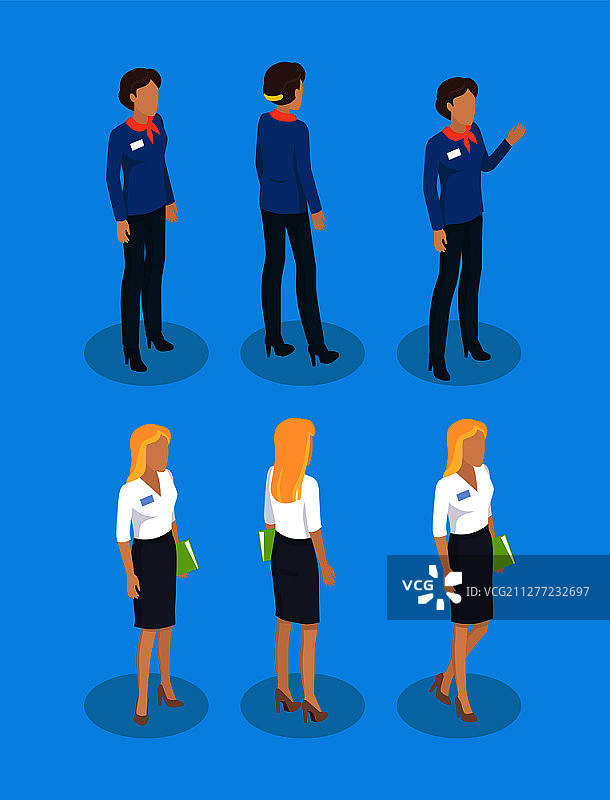 戴蝴蝶结的导游女士矢量图图片素材