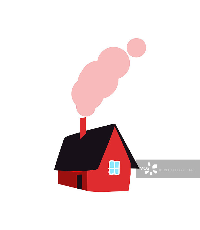 带烟囱的冬季小屋矢量图标图片素材