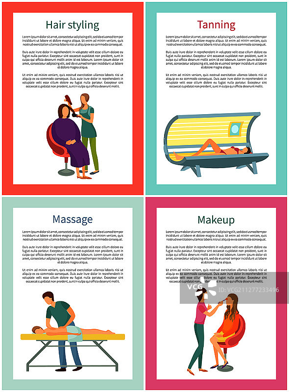 美发、美黑和按摩海报矢量素材图片素材