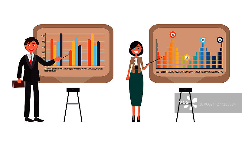 商务研讨会：商务人士演示矢量图图片素材