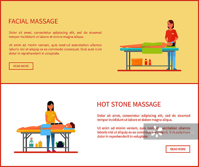 面部热石按摩疗程卡通矢量banner图片素材