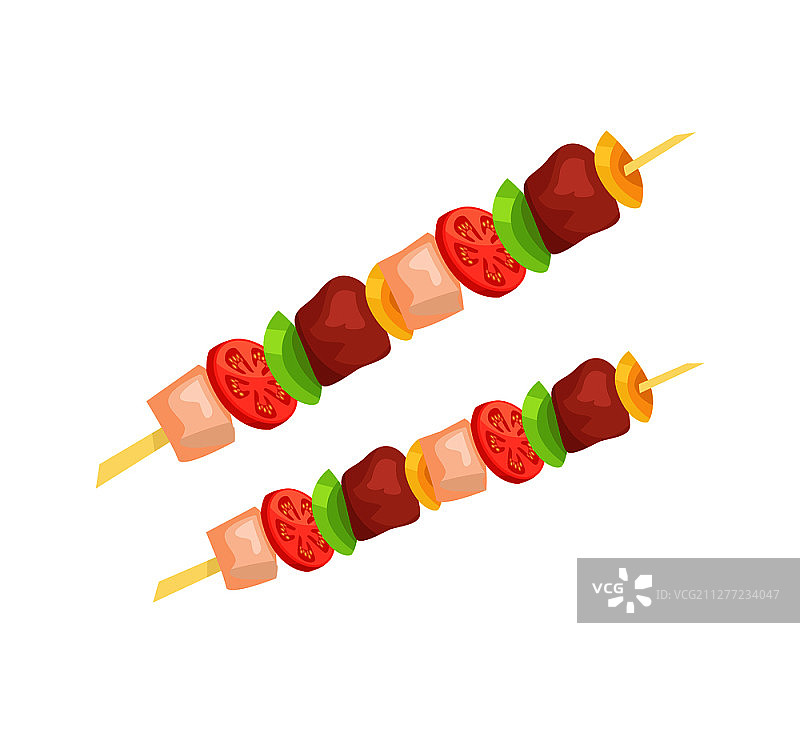 卡通风格烤肉串矢量徽章图片素材