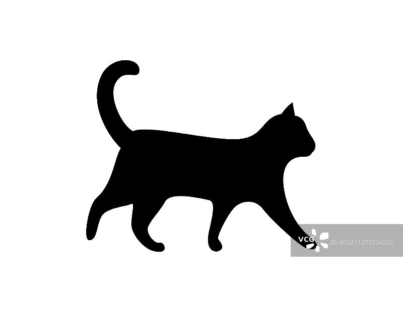 黑猫剪影矢量图：兽医诊所的猫科动物标志图片素材