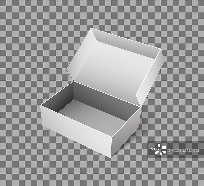 用于鞋子存储的开放式盒子，由纸板制成的空容器，用于货物交付的包装，透明背景上的矩形空白包装包裹矢量图，空的纸板容器图片素材