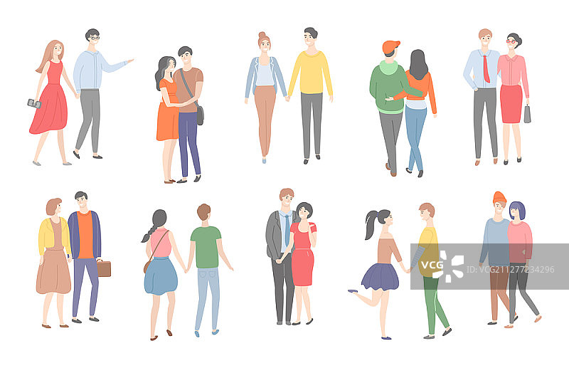 相爱男女一同散步矢量图图片素材