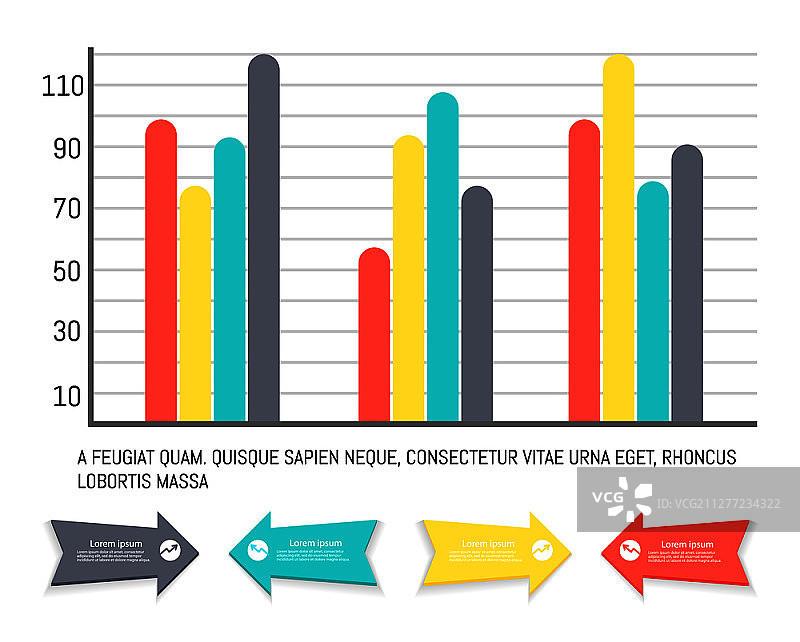 带箭头的信息图和图表信息矢量：商业概念的示意图可视化表示统计数据和带有比较数据的比例信息图和带有箭头的信息图图片素材
