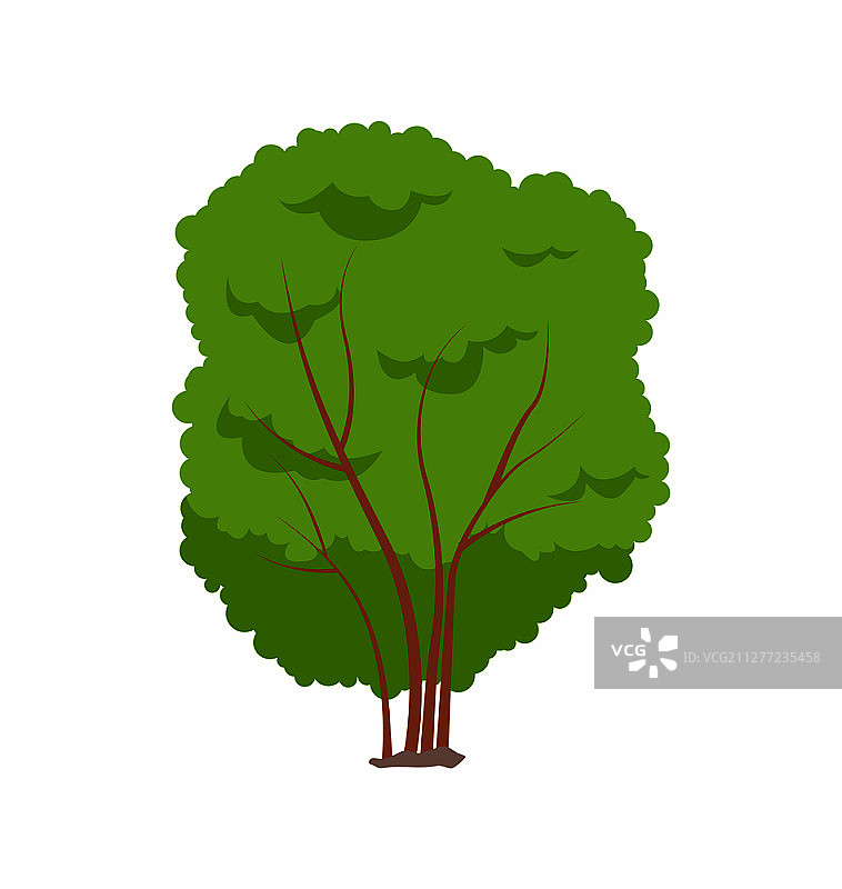 孤立的树木或高灌木卡通徽章矢量标志图片素材