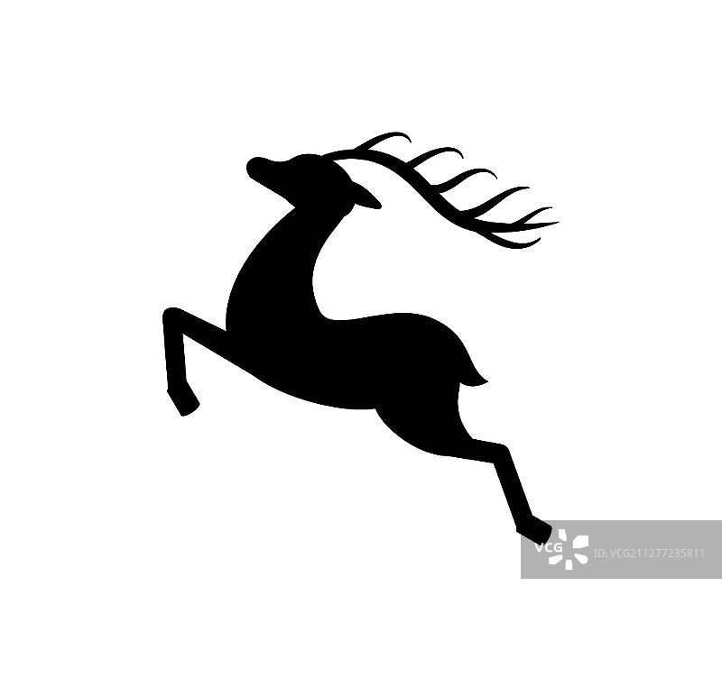 驯鹿剪影单色图标图片素材