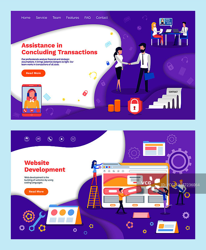 协助完成交易，在线个人助手矢量图。网站开发，开发人员和编码人员致力于网页优化。协助完成交易，助手图片素材