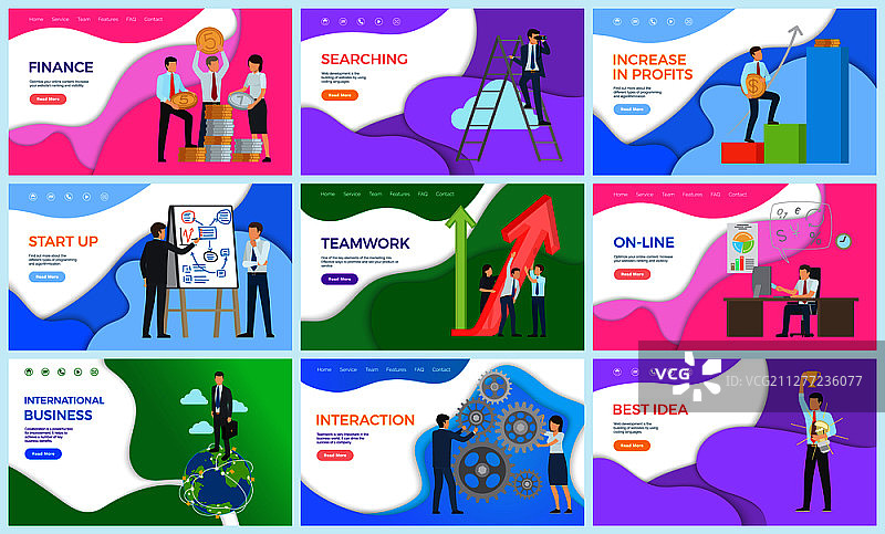 国际商务与团队合作：最佳商业理念矢量图。在线服务，白板上的创业演示。搜索与互动。国际商务与团队合作，最佳理念图片素材