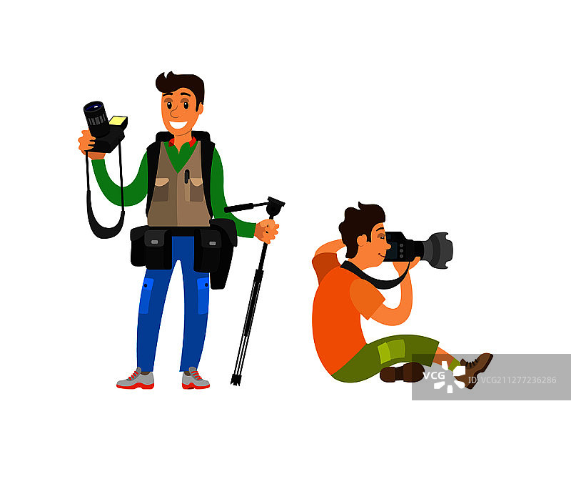 摄影师自由职业者拍摄照片矢量素材图片素材