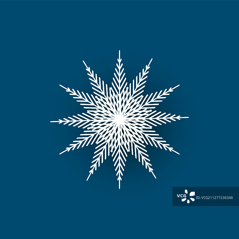蓝色背景上孤立的雪花剪纸图标。冬季符号，圣诞节雪花新年和圣诞节标志，冰冻水晶冰冻元素，矢量纸张对象。图片素材