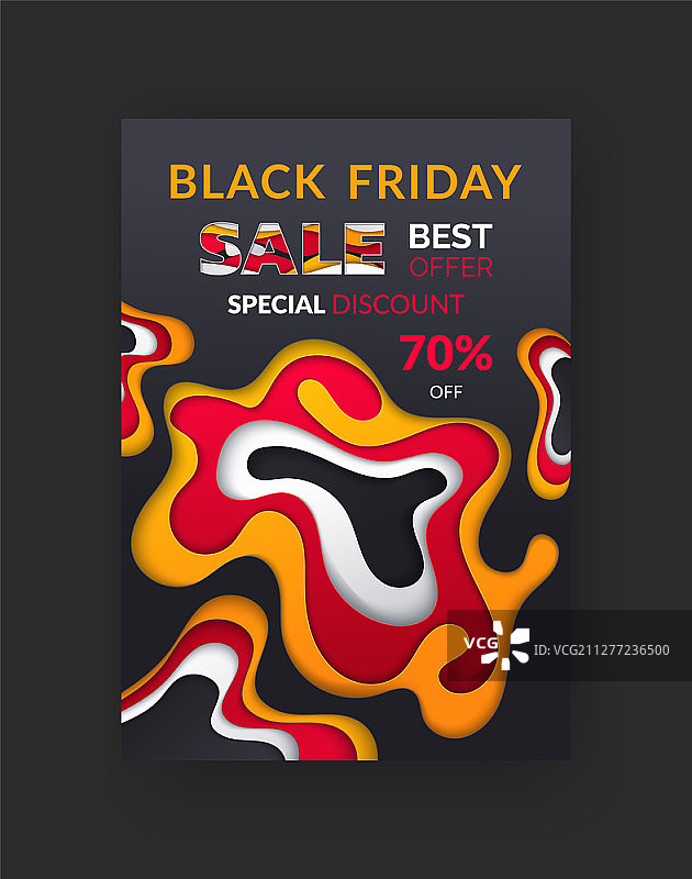 黑色星期五特惠70%折扣促销海报，3D效果，最佳优惠传单矢量素材图片素材