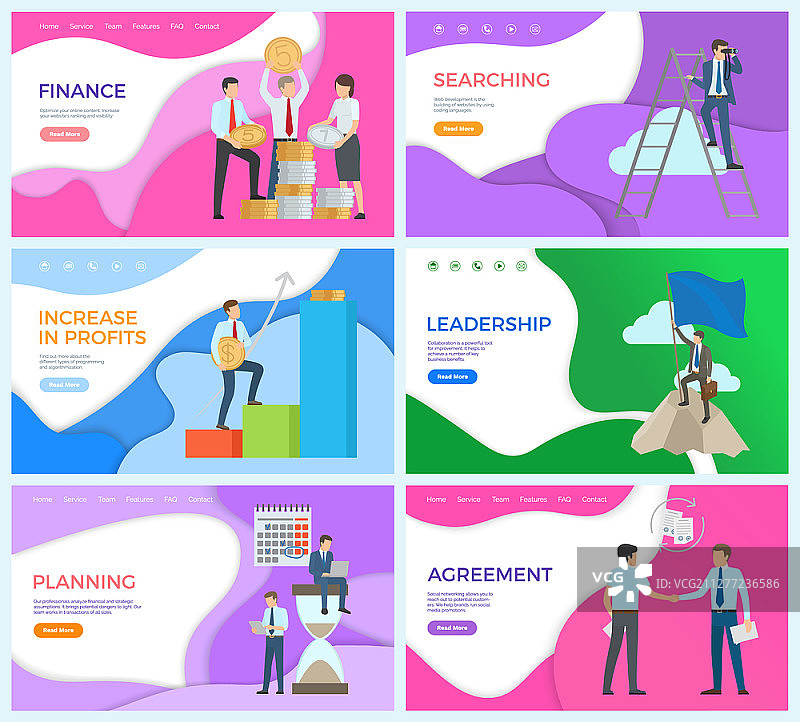 站在山顶手提公文包的领导者：与合作伙伴签订合同，创造利润，实现财务目标，规划步骤图片素材