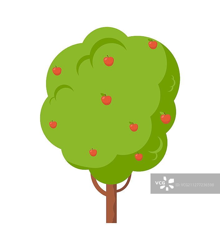 卡通风格的苹果树矢量图标图片素材
