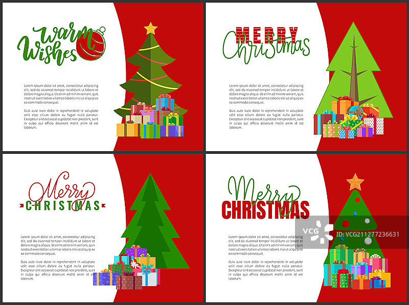 圣诞节贺卡：绿色圣诞树与彩球装饰图片素材