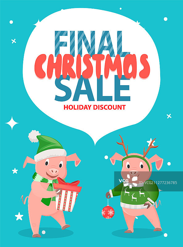 圣诞节促销折扣与小猪祝福图片素材
