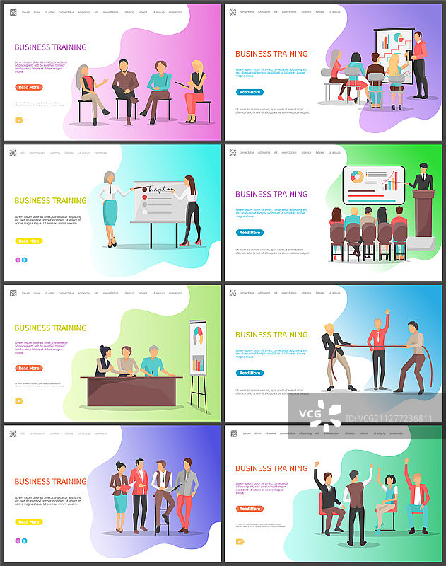 公司商务培训和新技能学习矢量图。知识共享和演示，白板概念讲解。员工会议。图片素材