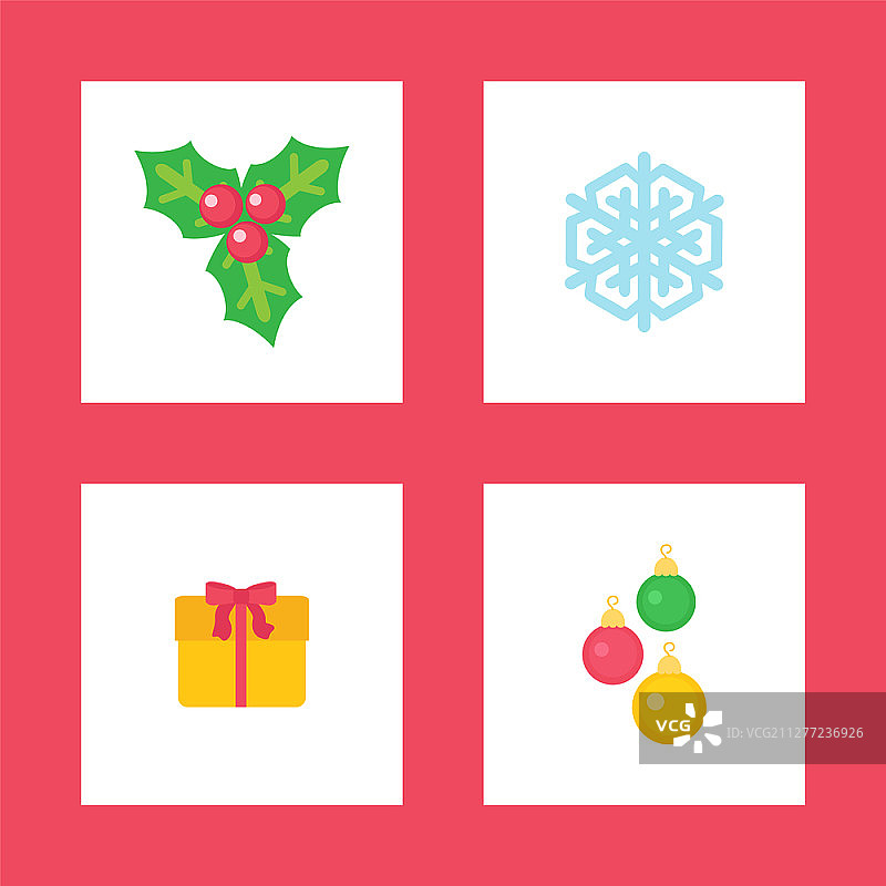 圣诞冬季节日槲寄生植物矢量图标图片素材