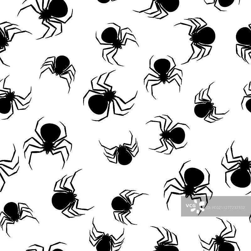 黑寡妇蜘蛛万圣节背景无缝图案图片素材